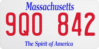 MA license plate 9QO842