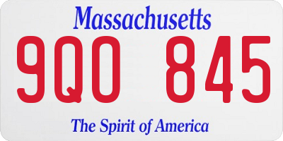 MA license plate 9QO845