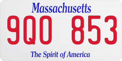 MA license plate 9QO853