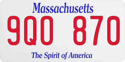 MA license plate 9QO870