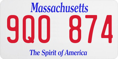 MA license plate 9QO874