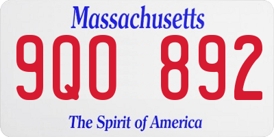 MA license plate 9QO892