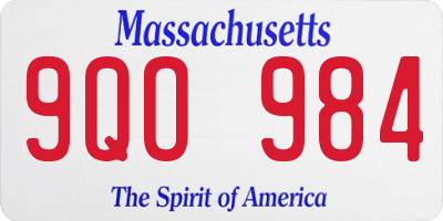 MA license plate 9QO984