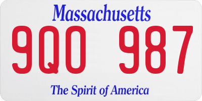 MA license plate 9QO987