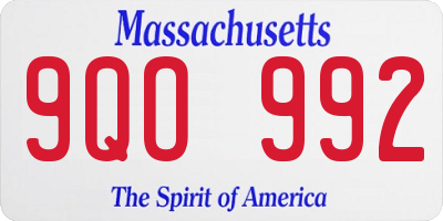 MA license plate 9QO992