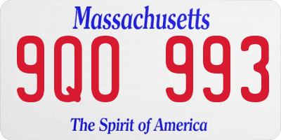 MA license plate 9QO993