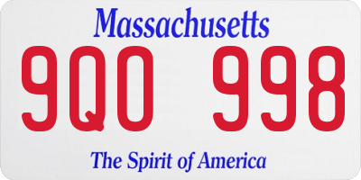 MA license plate 9QO998