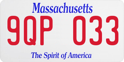 MA license plate 9QP033