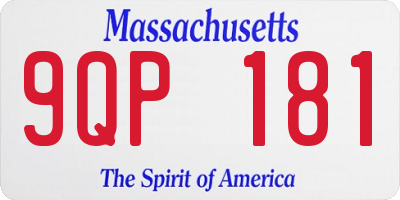 MA license plate 9QP181