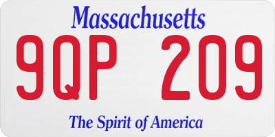 MA license plate 9QP209