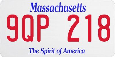 MA license plate 9QP218