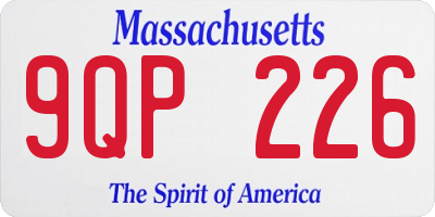 MA license plate 9QP226