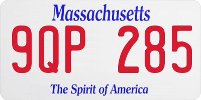MA license plate 9QP285