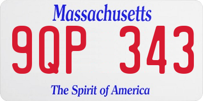MA license plate 9QP343