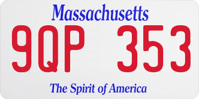 MA license plate 9QP353