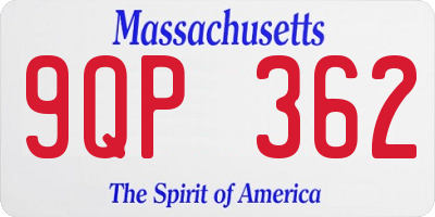 MA license plate 9QP362