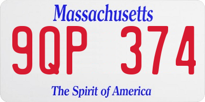 MA license plate 9QP374