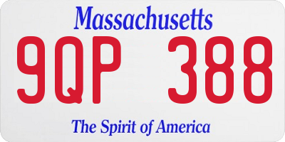 MA license plate 9QP388