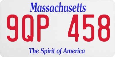 MA license plate 9QP458