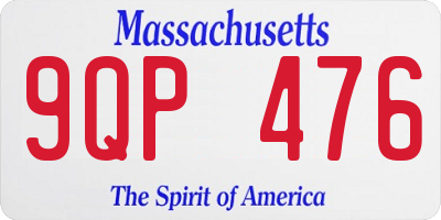 MA license plate 9QP476