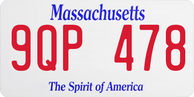MA license plate 9QP478