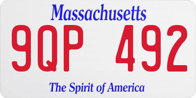 MA license plate 9QP492