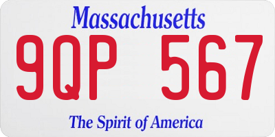 MA license plate 9QP567