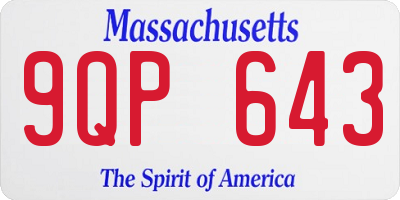 MA license plate 9QP643