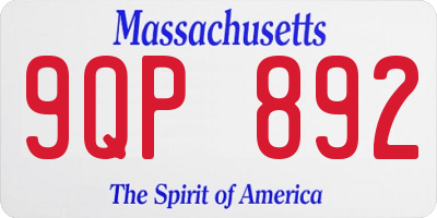 MA license plate 9QP892