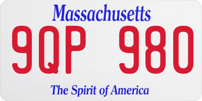 MA license plate 9QP980