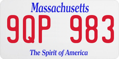 MA license plate 9QP983