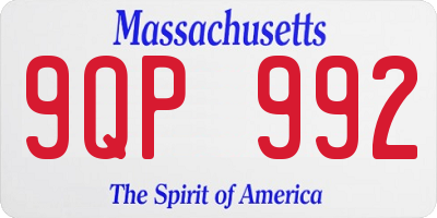 MA license plate 9QP992