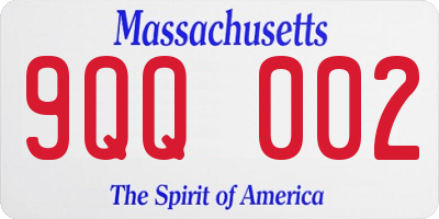 MA license plate 9QQ002