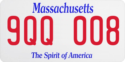 MA license plate 9QQ008