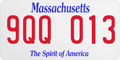 MA license plate 9QQ013
