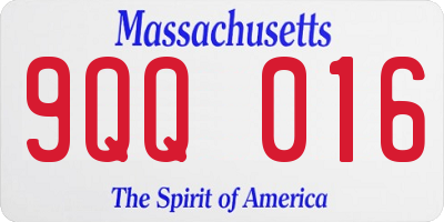 MA license plate 9QQ016
