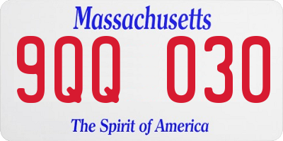 MA license plate 9QQ030
