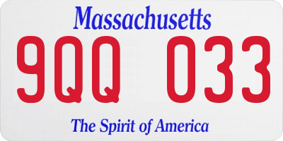 MA license plate 9QQ033