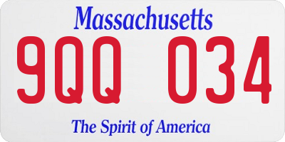 MA license plate 9QQ034