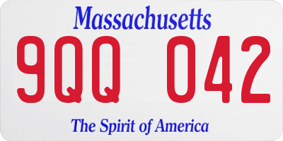 MA license plate 9QQ042