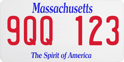 MA license plate 9QQ123