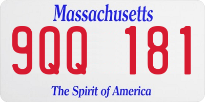 MA license plate 9QQ181