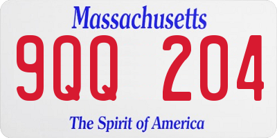 MA license plate 9QQ204