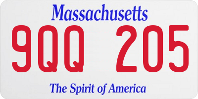 MA license plate 9QQ205
