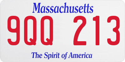 MA license plate 9QQ213