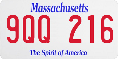 MA license plate 9QQ216