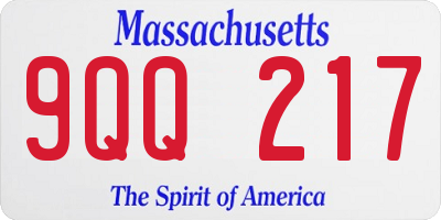 MA license plate 9QQ217