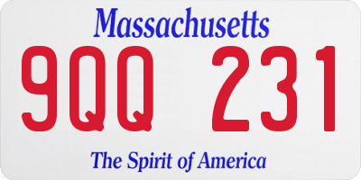 MA license plate 9QQ231