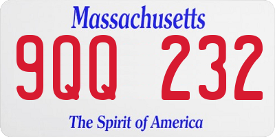 MA license plate 9QQ232