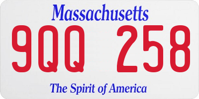MA license plate 9QQ258
